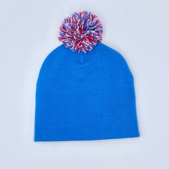 NEW Frosty The Snowman Graphic Blue Pom Beanie Stocking Cap Youth OS Christmas - Picture 4 of 4